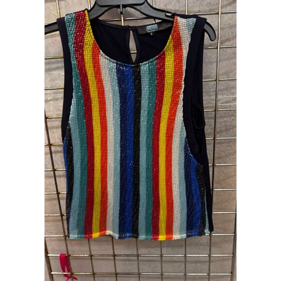 Eva Franco Anthropologie Rainbow Striped Sequins Tank NWT - Picture 6 of 6